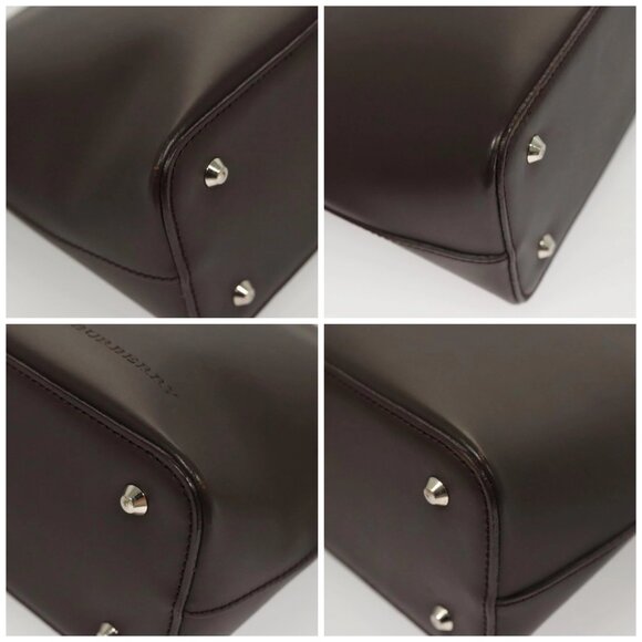 BURBERRY Shoulder Bag Leather Brown Silver Auth - Picture 16 of 16
